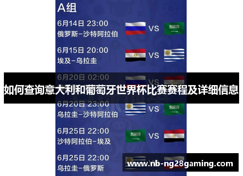 如何查询意大利和葡萄牙世界杯比赛赛程及详细信息
