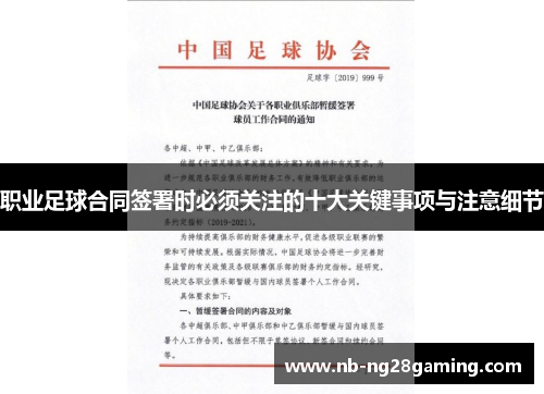 职业足球合同签署时必须关注的十大关键事项与注意细节