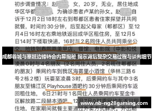 成都蓉城与塞超边锋转会内幕揭秘 揭示背后复杂交易过程与谈判细节 成都蓉城与塞超边锋转会内幕揭秘 揭示背后复杂交易过程与谈判细节