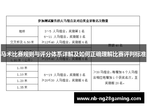 马术比赛规则与评分体系详解及如何正确理解比赛评判标准 马术比赛规则与评分体系详解及如何正确理解比赛评判标准